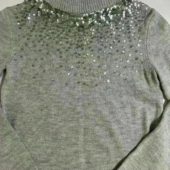 Juicy Couture Women's  Gradient Silver Sequin Lightweight Sweater - Picture 2 of 7